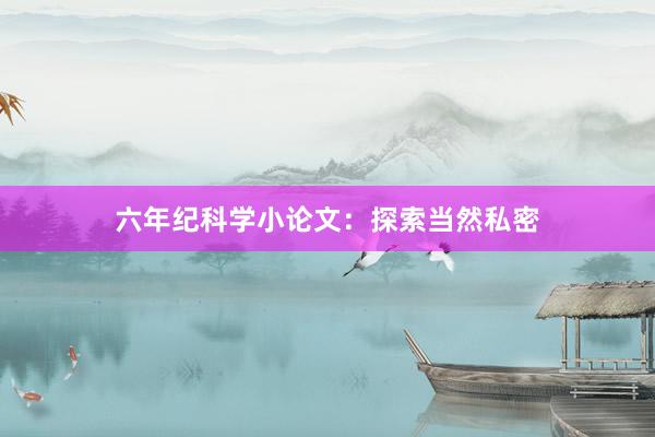 六年纪科学小论文:探索当然私密